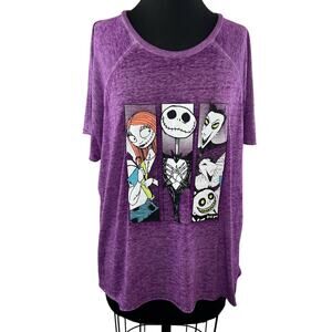 DISNEY Tim Burton Nightmare Before Christmas Purple Graphic Tee Sleep Shirt XL
